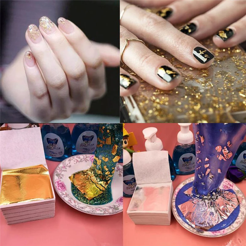 Aomily 9x9cm 100 Sheets Practical K Pure Shiny Gold Leaf for Gilding Funiture Lines Wall Crafts Handicrafts Gilding Decoration - Image 3