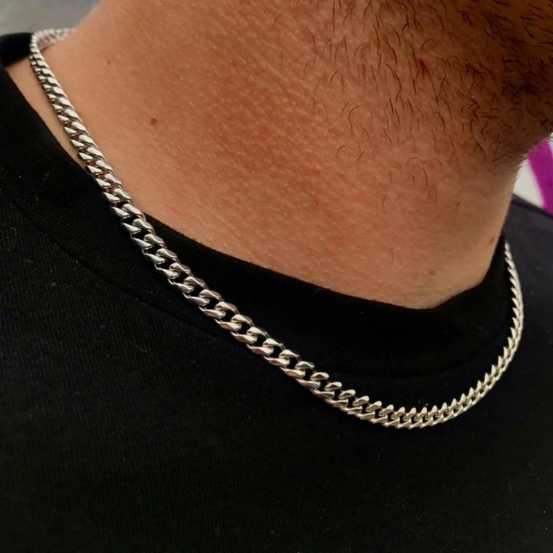 HIYEE Classic Rope Chain Men Necklace Width 2/3/4/5 MM Stainless Steel Figaro Cuban Chain Necklace For Men Women Jewelry - Image 4