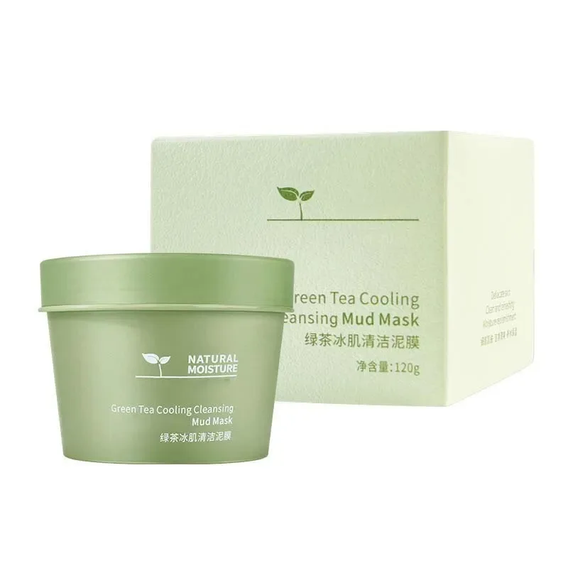 Green Tea Ice Mud Mask Cleansing Moisturizing Oil Control Blackhead Removal Cleansing Mud Mask Applicator Mud Mask 1PCS 120g - Image 6
