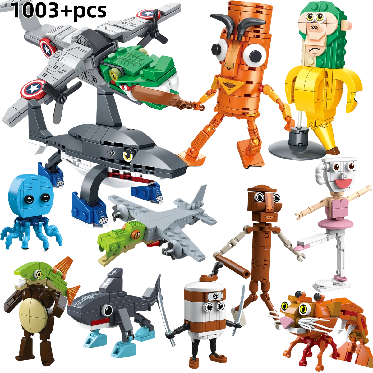 Tung Tung Sahur Brainrot Animals Building Blocks Tralalelo Tralala SharkBricks Toy Gift for Children Kids kids toys