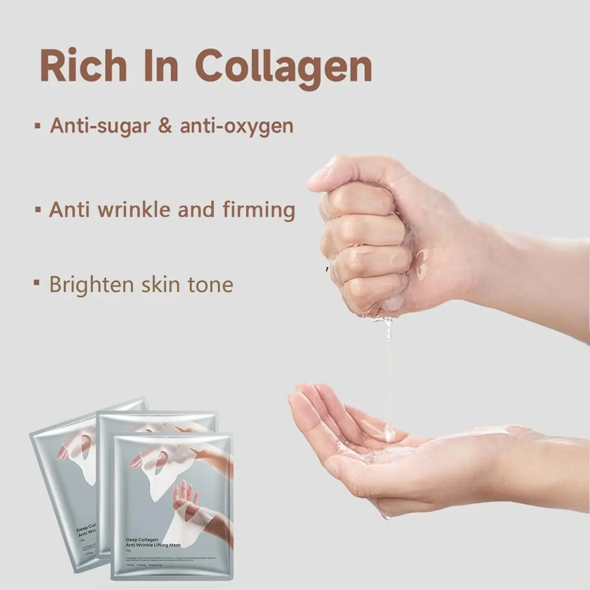 Deep Collagen Anti Wrinkle Lifting Mask Collagen Face Mask Overnight, Deep Collagen Mask for Lifting Firming Moisturizing(5Pack) - Image 4