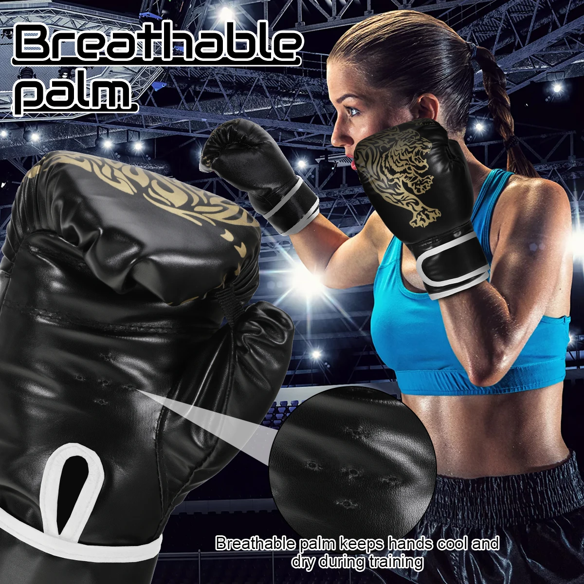 Adults Boxing Gloves Breathable PU Leather Fighting Gloves Kids Boxing Training Kickboxing Gloves for Gym Indoor Outdoor Sport - Image 9