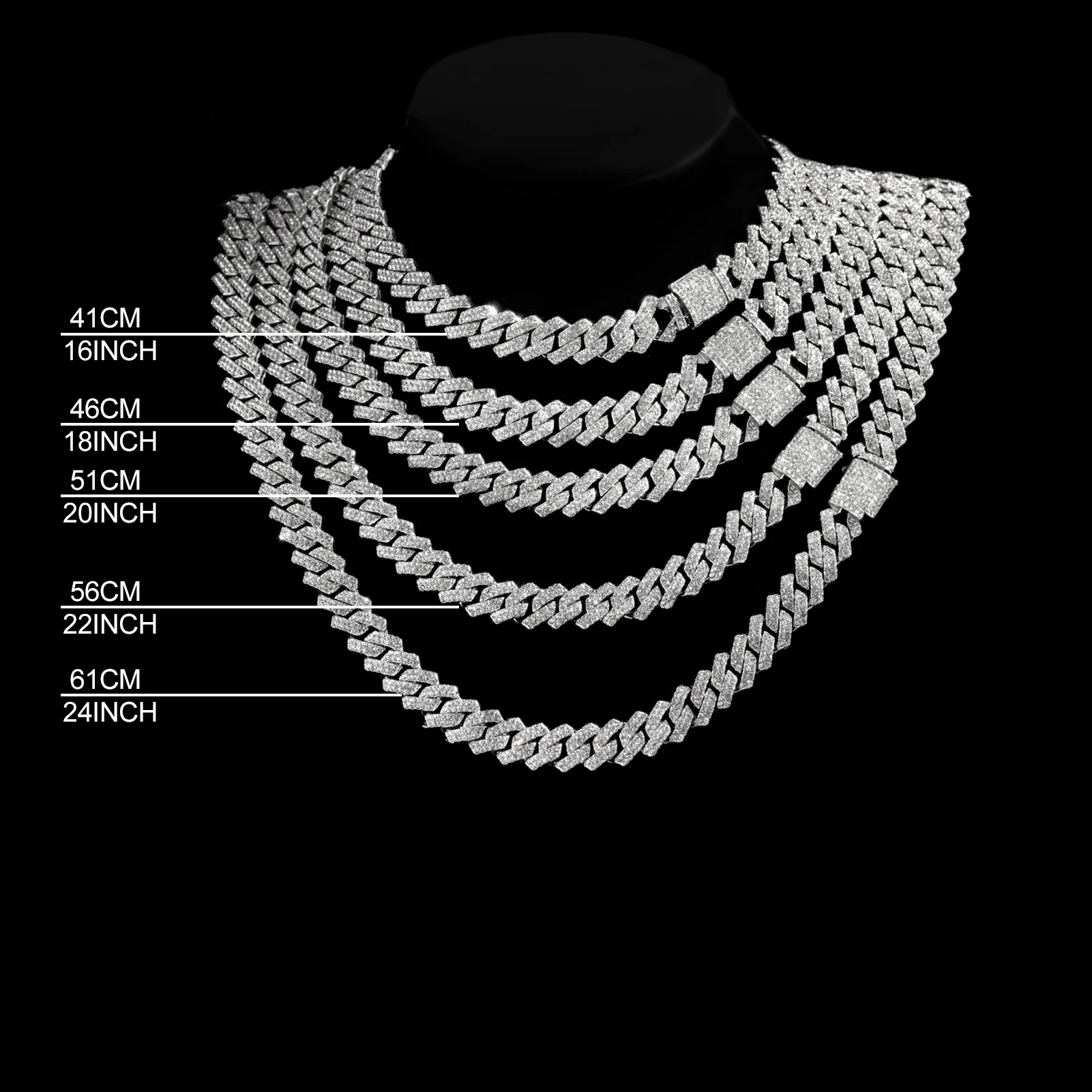 16/18/20/22/24inch Prong Cuban Link Chain for Women Men Iced Out 2 Row Rhinestone Miami Rhombus Hip Hop Cuban Necklaces Jewelry - Image 6