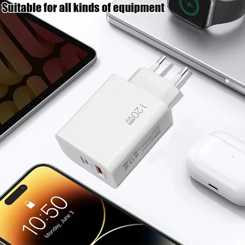 Xiaomi 120w Super Fast Charging GaN Head Flash Charging EU US UK Mobile Phone Charger Suitable For Apple Xiaomi Huawei Samsung - Image 3