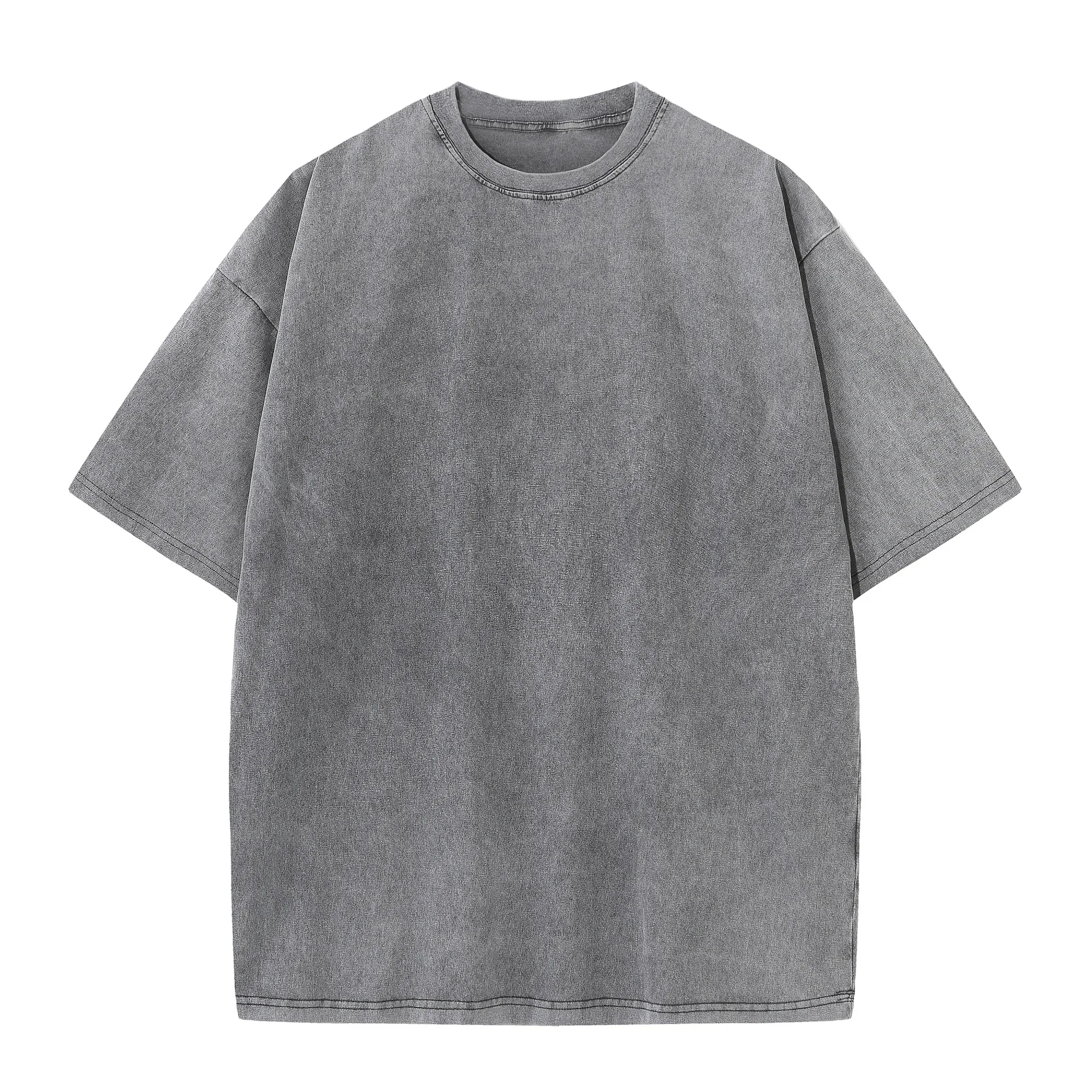 Men's summer pure cotton distressed retro drop shoulder T-shirt solid color loose casual breathable men's casual T-shirt tops - Image 8