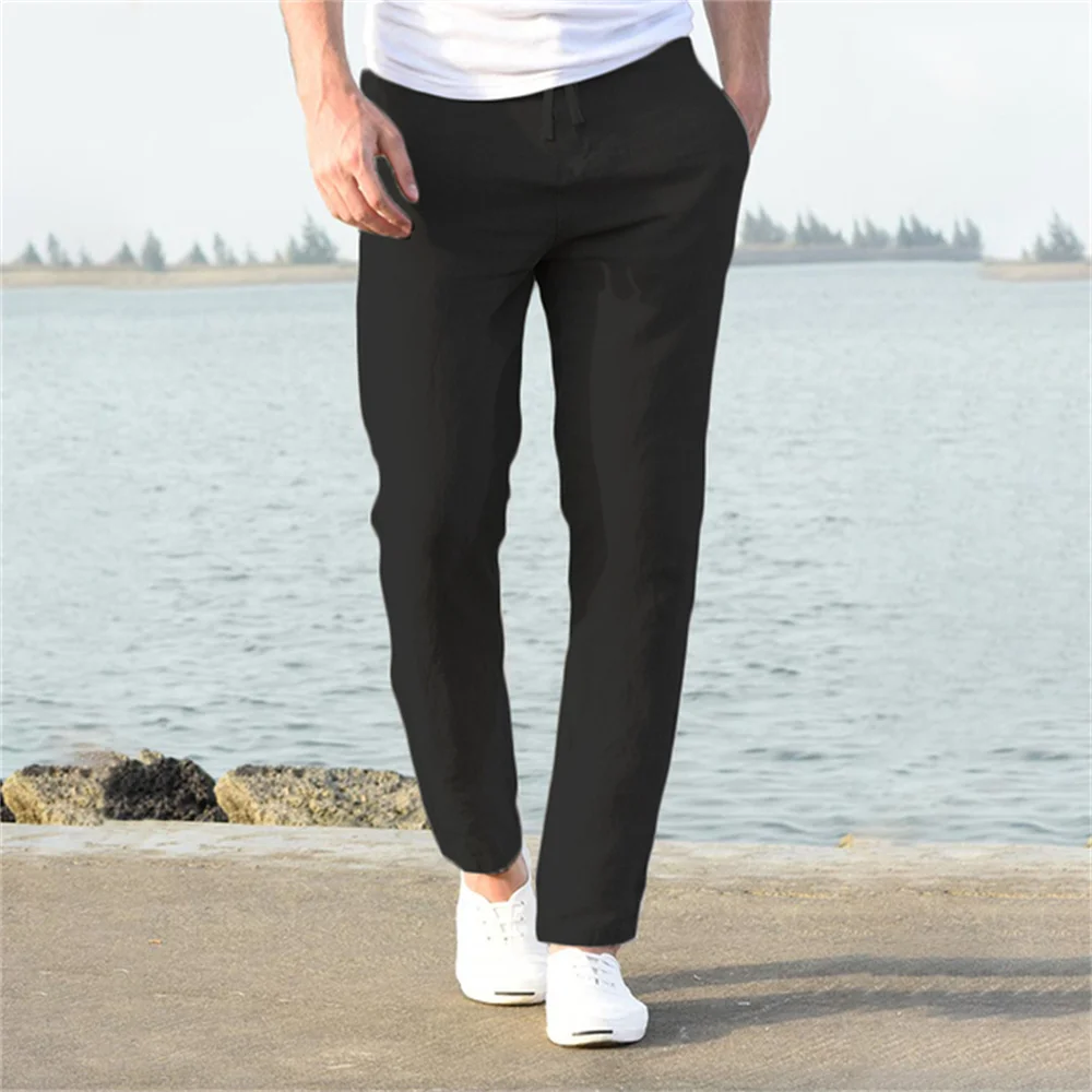 Men's Cotton Linen Pants Male Autumn New Breathable Solid Color Linen Trousers Fitness Streetwear S-3XL - Image 2