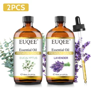 EUQEE 118ML Lavender Jasmine Eucalyptus Vanilla Peppermint Essential Oils with Glass Dropper For Humidifier Candle Making