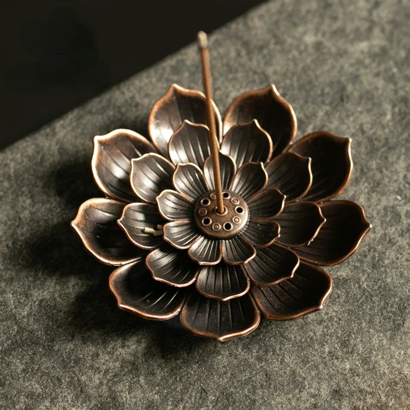 2 in 1 Alloy Incense Burner Metal sandalwood Incense Sticks Holder Buddhism Zen Lotus Sticks Incense Censer Nasturtium Ashtray