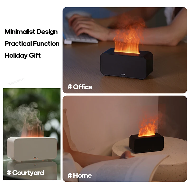 New Simulation Flame Aromatherapy Machine Mini Air Humidifier LED Colorful Light Timer Humidifier Home Perfume Diffuser - Image 7