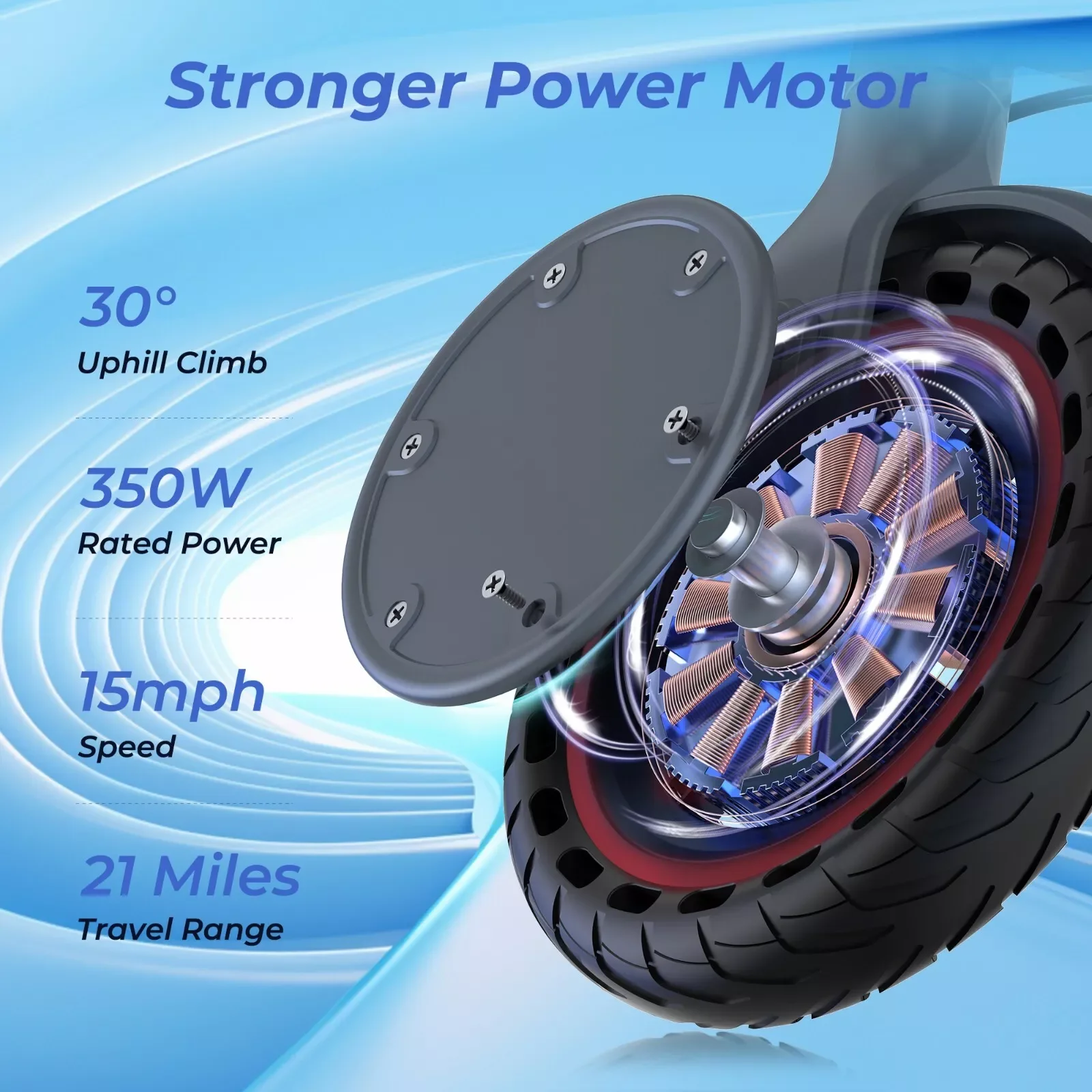 LADPED Electric Scooter 350W 19mph APP Smart Scooter Shock-absorbing Anti-skid 8.5 Inches Folding waterproof Electric Scooter - Image 5