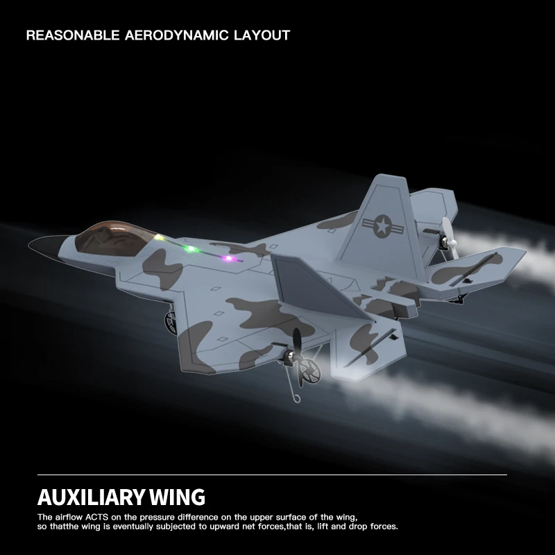 2024 New F22S 2.4G 4CH 3D6G RC Airplane Raptor F22 Warplane WLtoys A180 Upgrade Version LED Light With Gyroscope Out Door Toys - Image 5