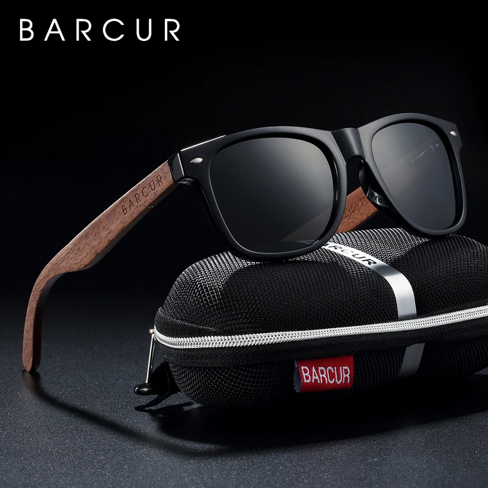 BARCUR Black Walnut Wood Sunglasses for Man Polarized High Quality Sqare Sun Glasses Men UV400 Eyewear Accessory Original Box - Image 6