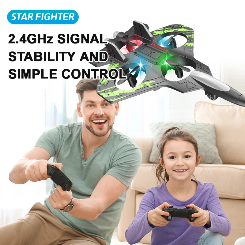 Glider Flying Helicopter RC Hobby Jet Plane 2.4G Stunt Remote Control Foam Fighter Airplane Toy With Light - Image 4