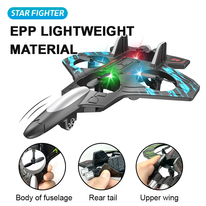 Glider Flying Helicopter RC Hobby Jet Plane 2.4G Stunt Remote Control Foam Fighter Airplane Toy With Light - Image 5