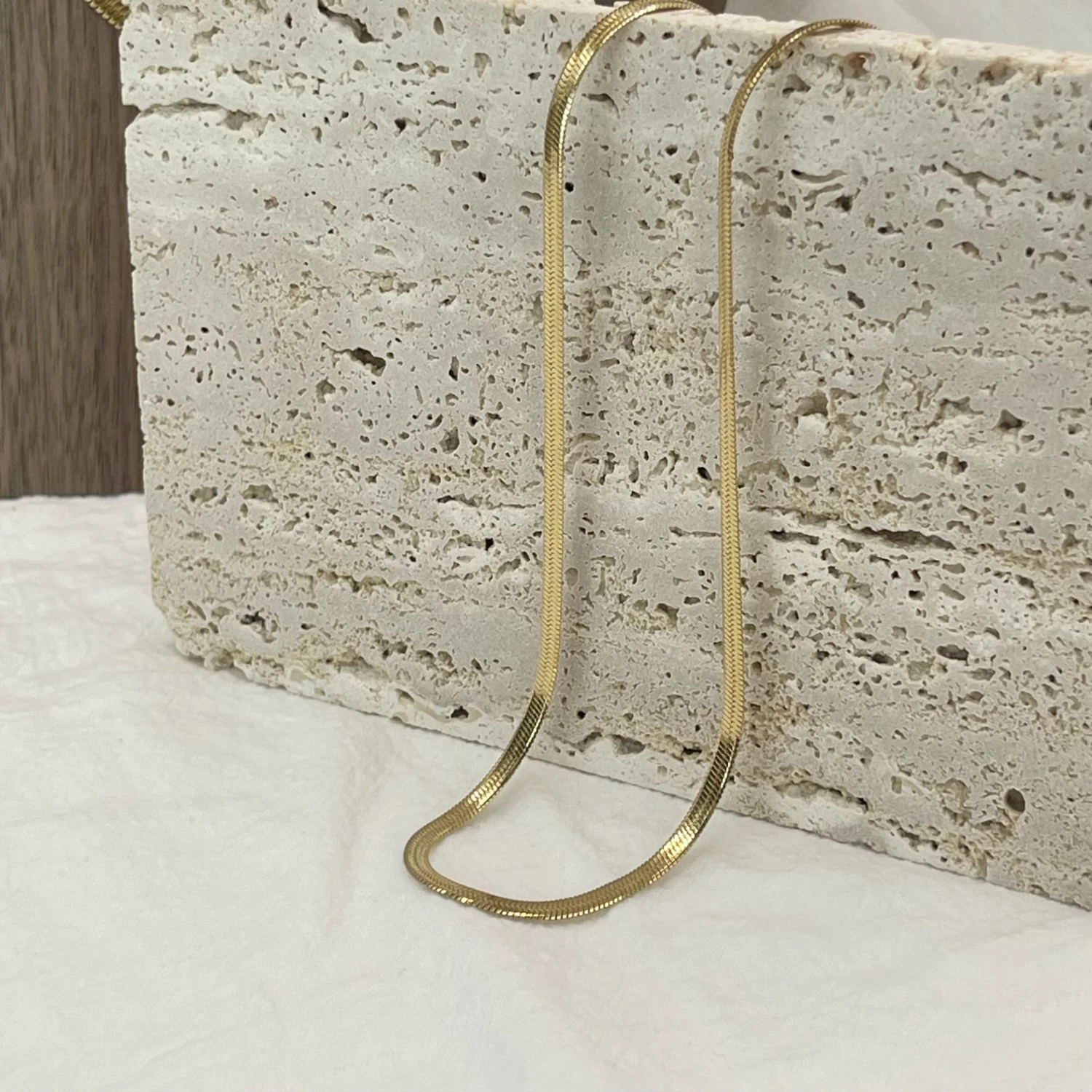 Minimalist Unisex Snake Chain Necklace Choker Stainless Steel Herringbone Gold Color Fashion Jewelry Gift For Her Women and Men - Image 3