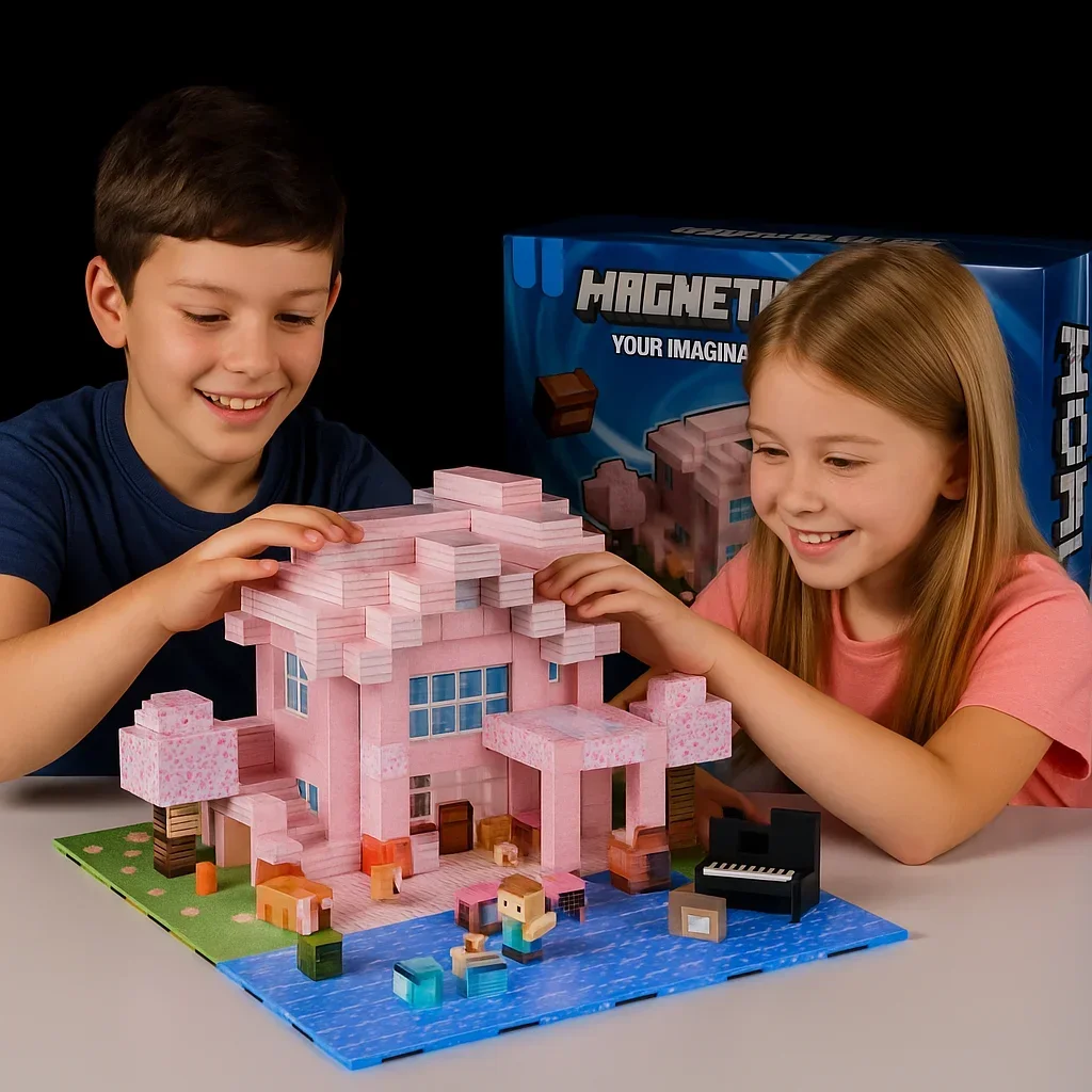 Magnetic Building Blocks Mine World Magnet Cube Set for Boy Girl Kid Age 3+ DIY Pixel style Model Base plate STEM Toy Baseplate - Image 5