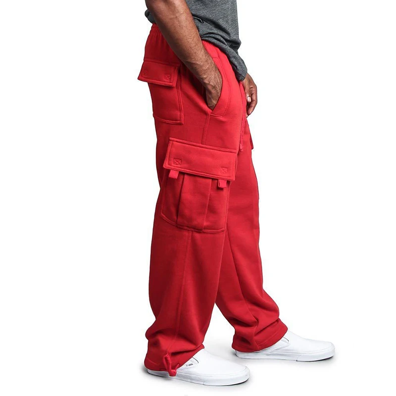 Mens Sweatpants Straight Fit Joggers for Sports and Streetwear Loose Oversized Drawstring Long Pants Men Multi-pocket Pants - Image 4
