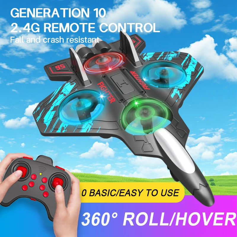 Glider Flying Helicopter RC Hobby Jet Plane 2.4G Stunt Remote Control Foam Fighter Airplane Toy With Light - Image 6