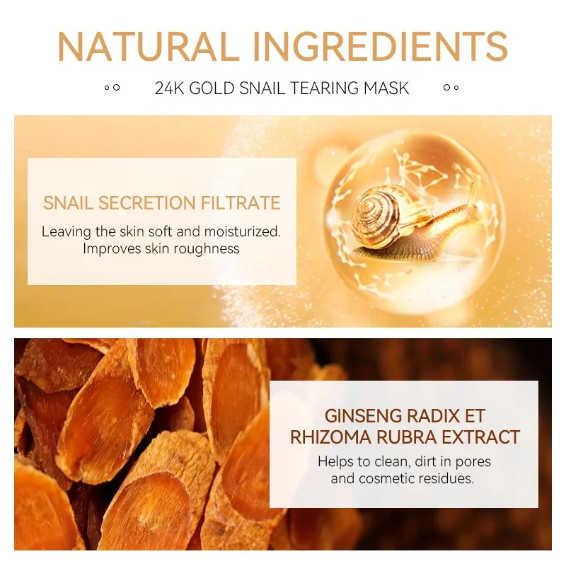LAIKOU 24K Gold SNAIL TEARING Mask Deep Cleansing Remove Blackhead Face Care 50g - Image 4