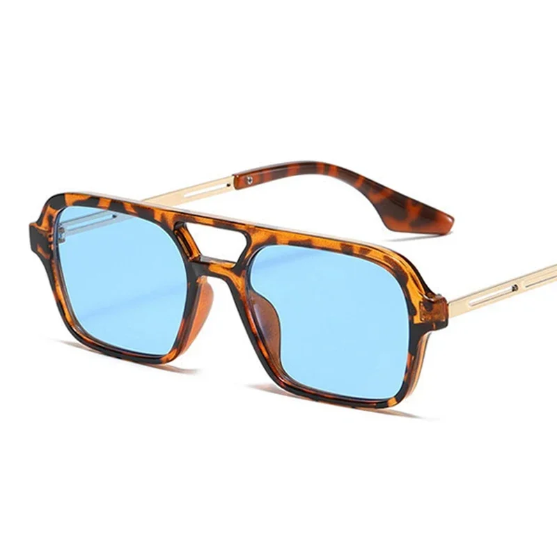 Small Vintage Square Sunglasses Women Brand Designer Mirror Sun Glasses Female Fashion Retro Leopard Frame Blue Oculos De Sol - Image 2