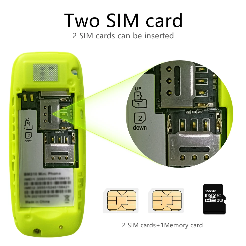 BM310 Small Mobile Phones Unlocked Bluetooth Earphone Telephone Low Radiation Automatic Call Recording Dual SIM Small Cell Phone - Image 2