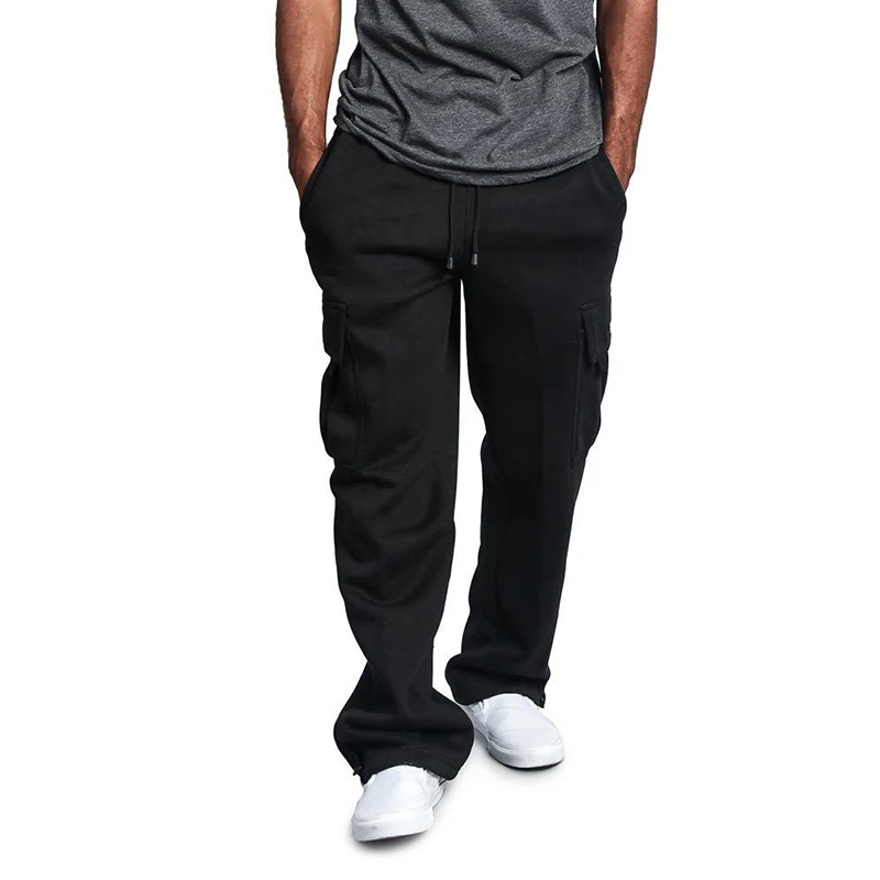 Mens Sweatpants Straight Fit Joggers for Sports and Streetwear Loose Oversized Drawstring Long Pants Men Multi-pocket Pants - Image 2