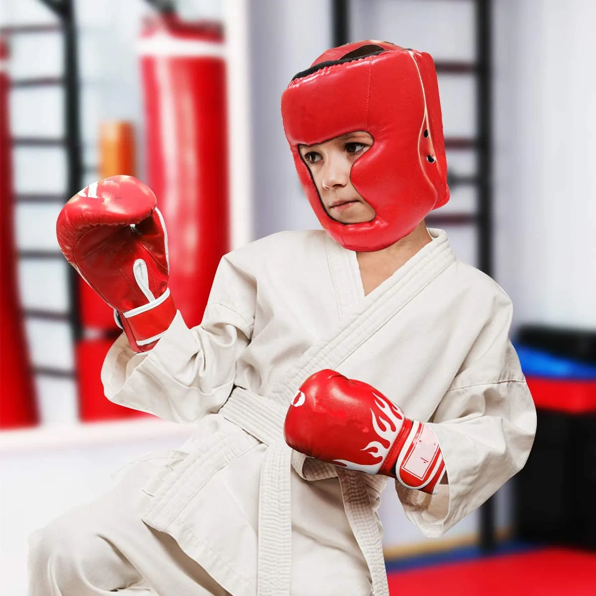Adults/child MMA Safety Boxing Gloves Helmet Head Gear Protectors PU Leather Gloves Kids Boxing Training Kickboxing Boxer Target - Image 5