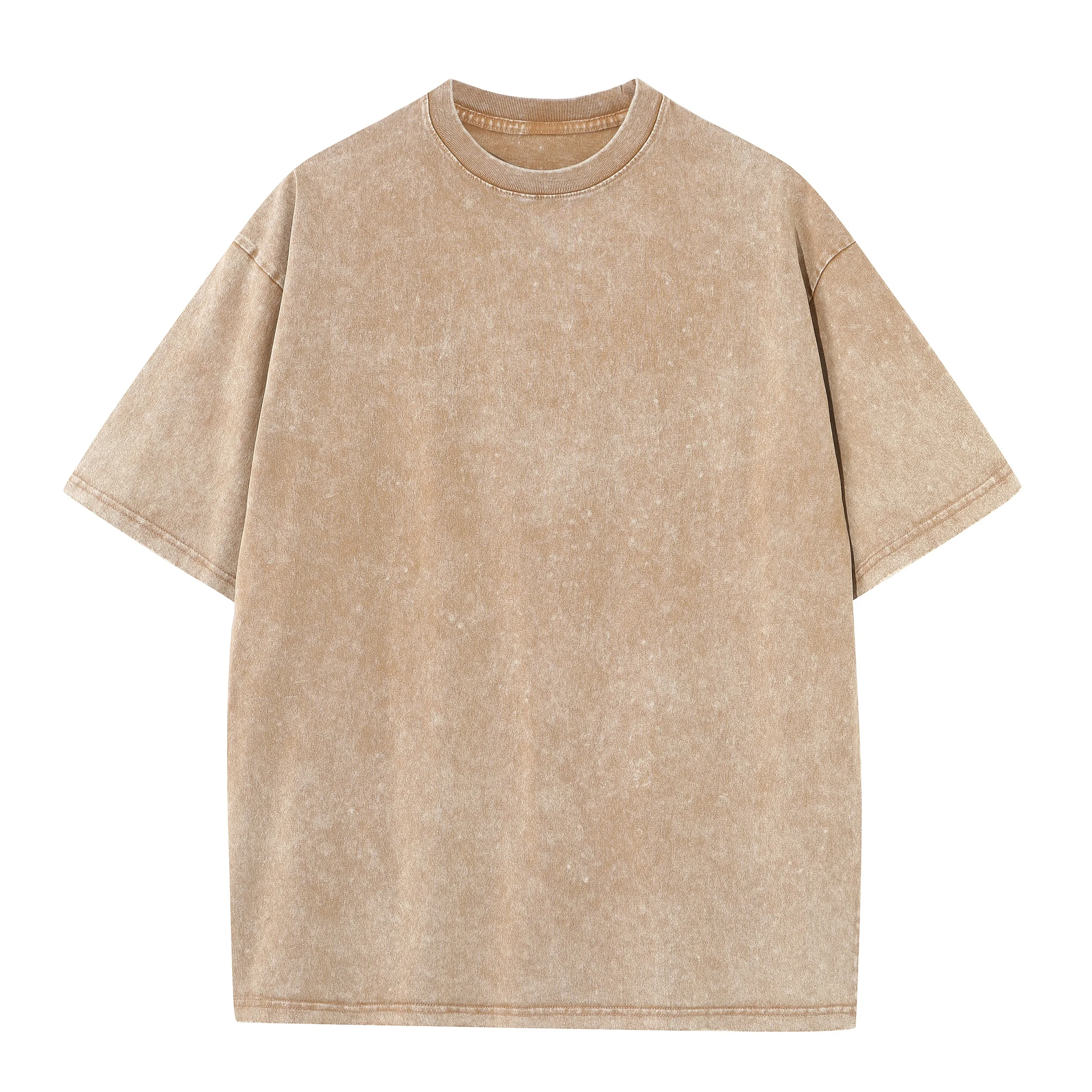 Men's summer pure cotton distressed retro drop shoulder T-shirt solid color loose casual breathable men's casual T-shirt tops - Image 10
