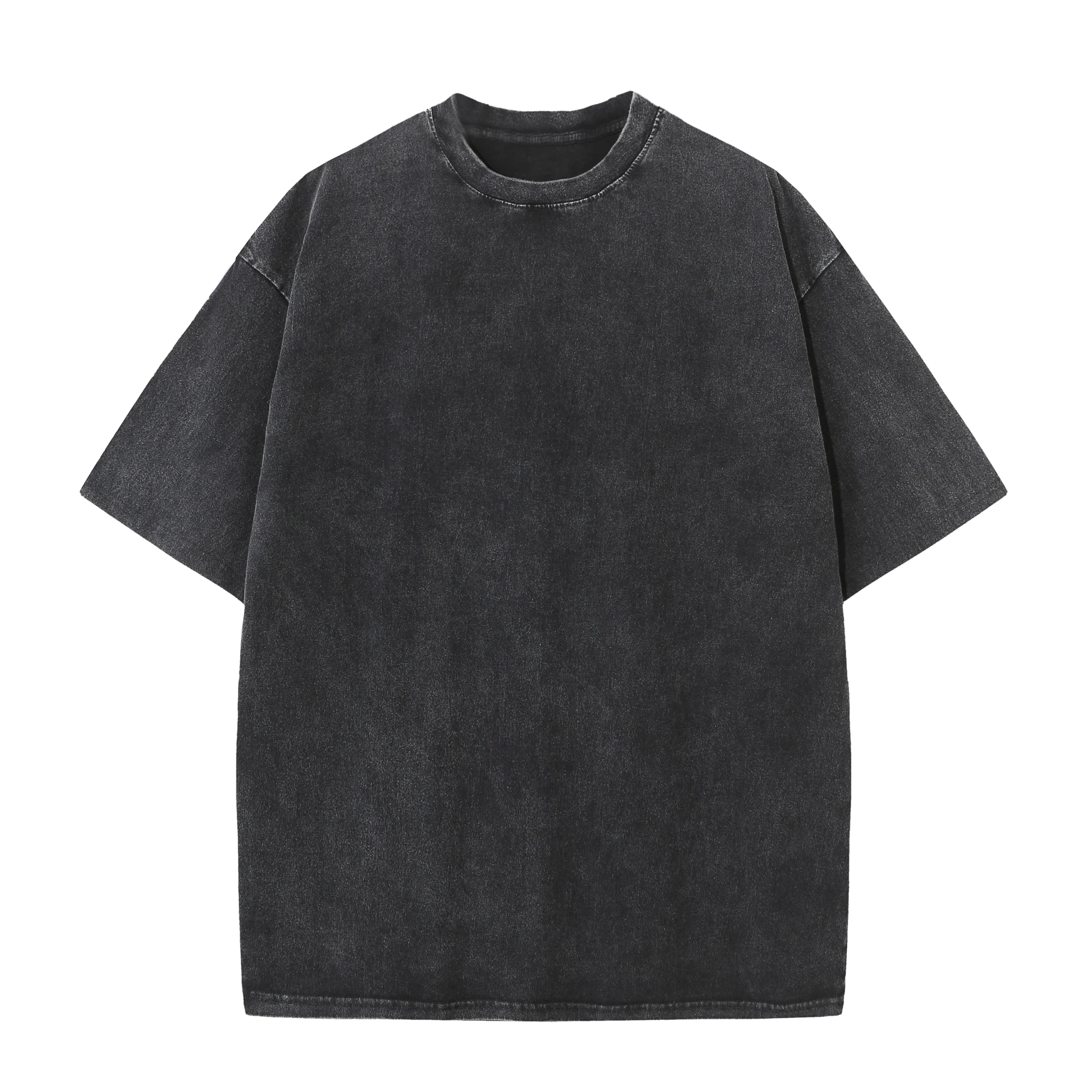 Men's summer pure cotton distressed retro drop shoulder T-shirt solid color loose casual breathable men's casual T-shirt tops - Image 3
