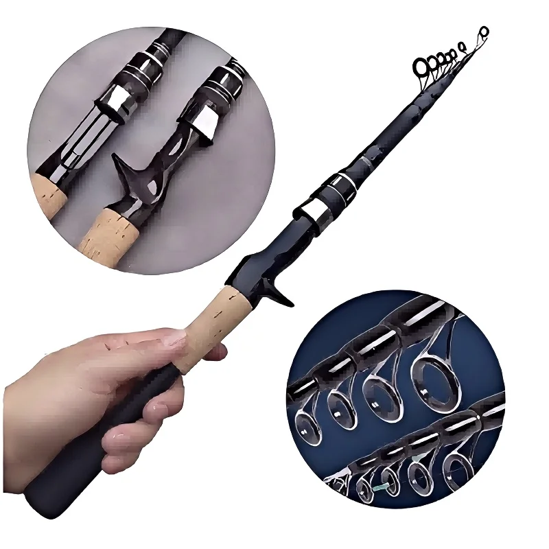Telescopic Lure Rod 1.5M 1.8M 2.1M 2.4M Carbon Spinning Rod Baitcasting Fishing Pole 8g-25g Wooden Handle Casting Fishing Tackle - Image 3