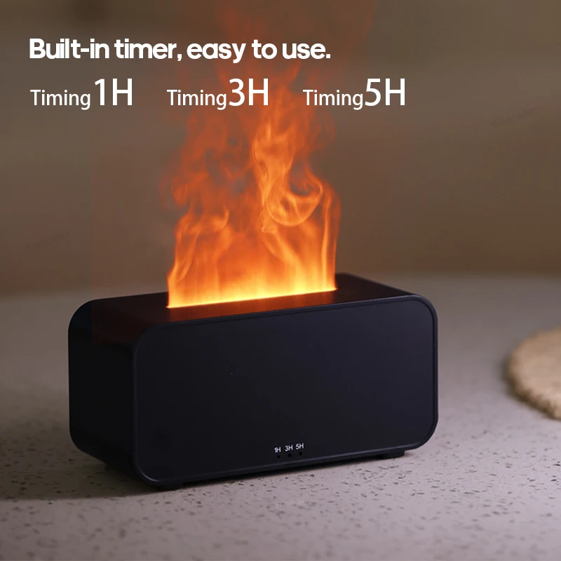 New Simulation Flame Aromatherapy Machine Mini Air Humidifier LED Colorful Light Timer Humidifier Home Perfume Diffuser - Image 4