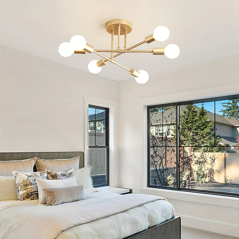 Modern minimalist luxury 6-speed E27 branch chandelier living room bedroom dining room kitchen dressing room foyer ceiling light