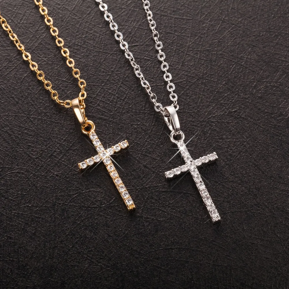 Cross Pendant Rhinestone Inlay Adjustable Necklaces Women Solid Color Solid Color Summer Pendant Necklace Jewellery Women - Image 3