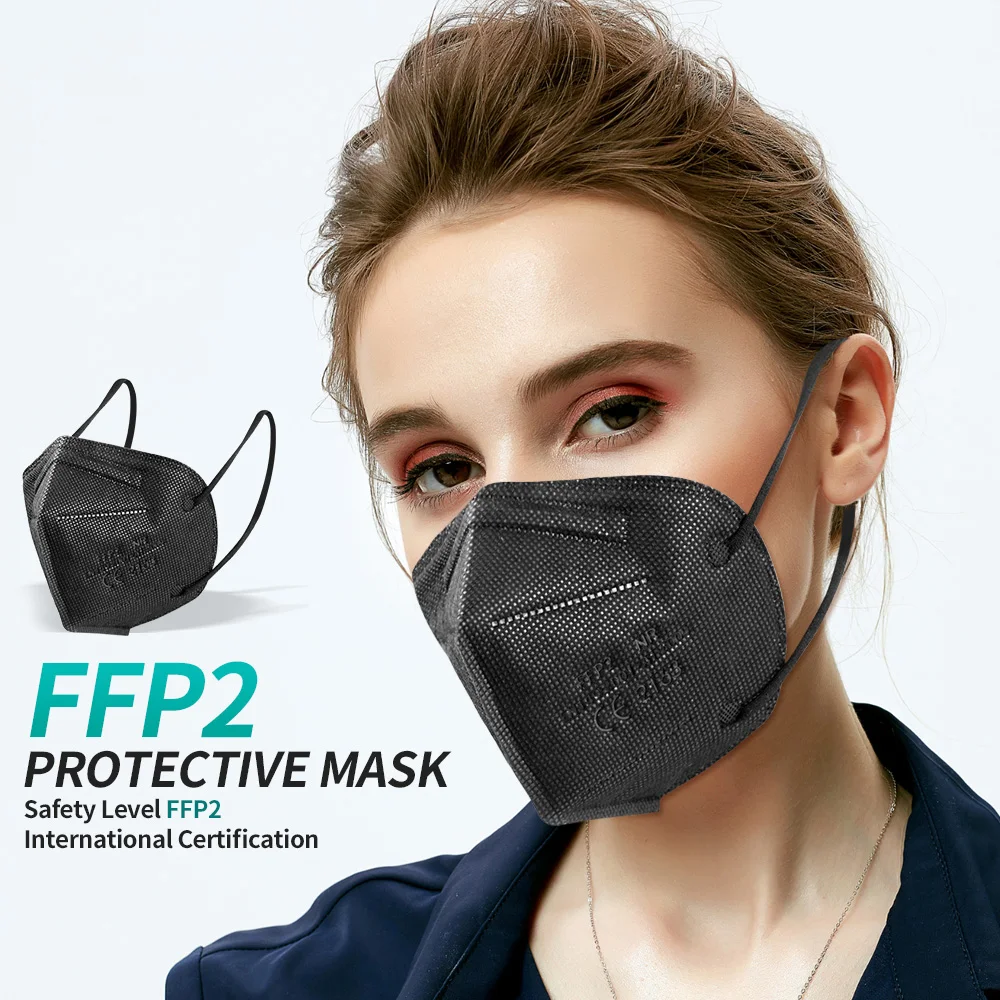 10-200PCS mascarillas fpp2 Black KN95 CE Certified FFP2 face mask mascarilla kn95 5Layers Non-wove Adult ffp2 mask kn95 reusable - Image 5