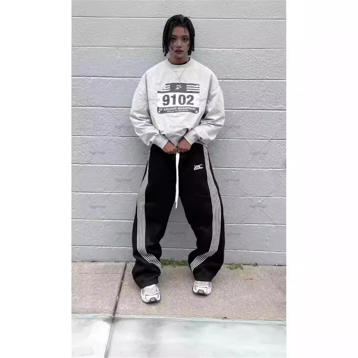 Y2k Embroidered Black Gray Casual Pants Camo Functional Tactical Functional Men's Women's Premium Jogging Drawstring Sweatpants - Image 4