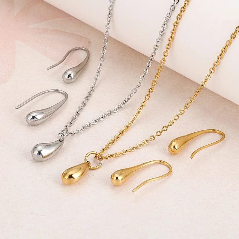 4PC Simple Ring Necklace Bracelet Earrings Four-piece Set Suitable for Engagement Jewelry Fashion Teardrop Jewelry Set for Women - Image 3