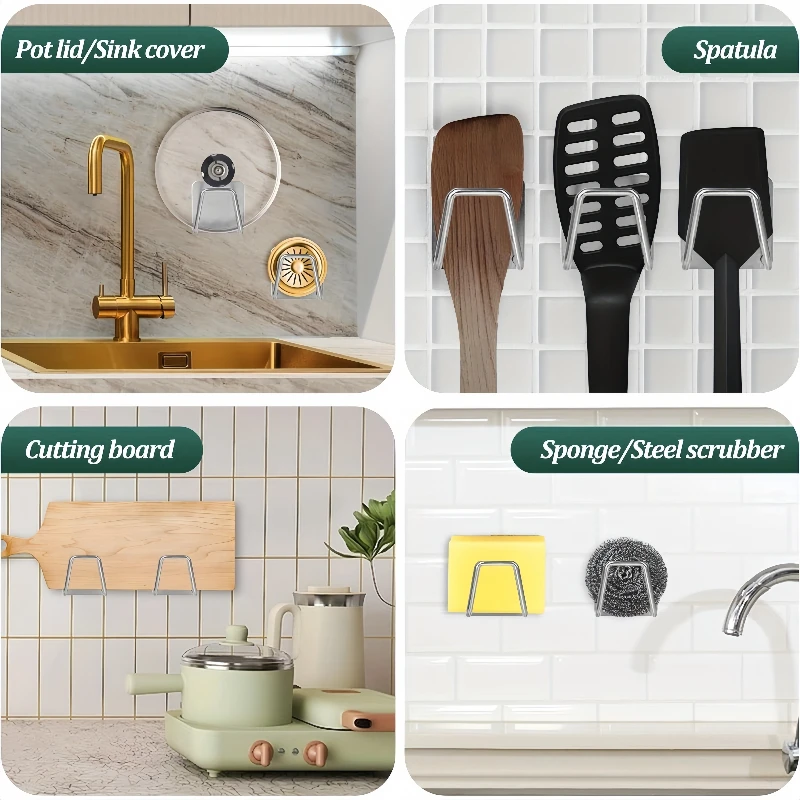 Kitchen Sponges Holder Stainless Steel Sink Shelf Adhesive Holders Drain Drying Rack Wall Hooks Accessories Storage Organizer - Image 5
