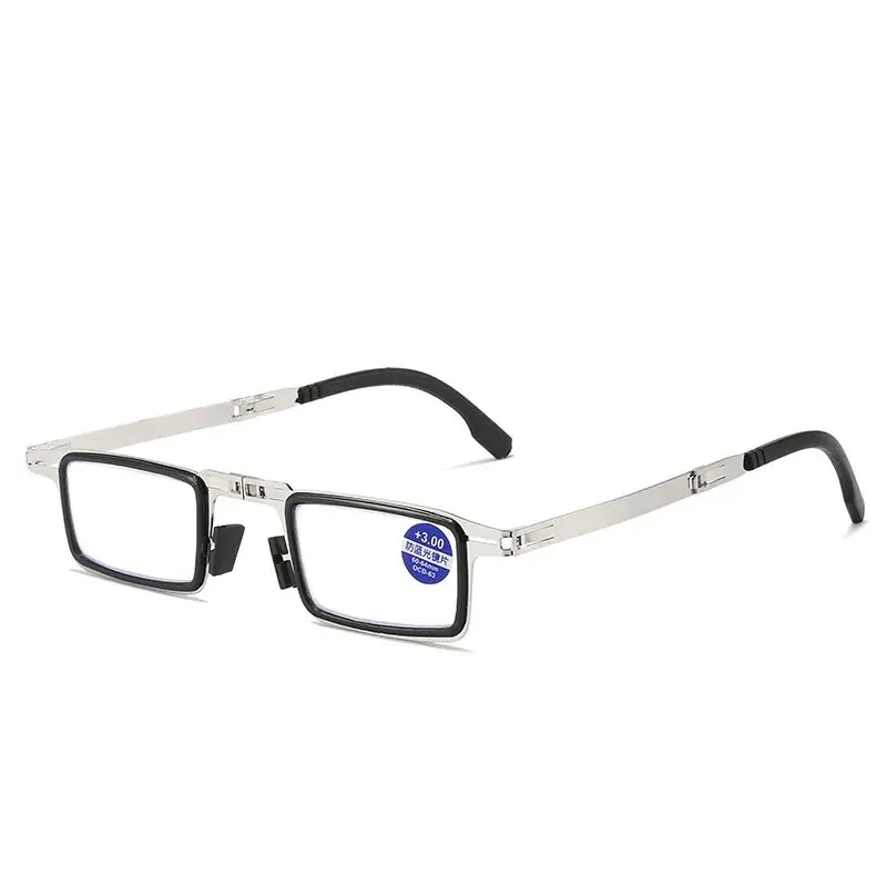 Steel Metal Folding Reading Glasses Hd Anti-blue Light Portable Fashionable Men's And Women's Reading Glasses Set - Image 6
