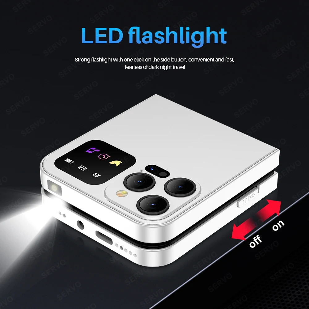 SERVO A50 Pro Foldable Mobile Phone Dual SIM Card GSM Electric Torch Automatic Call Recording 2.4 Inch Screen Cellphone Type-C - Image 4