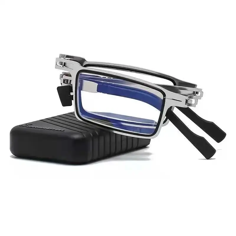 Steel Metal Folding Reading Glasses Hd Anti-blue Light Portable Fashionable Men's And Women's Reading Glasses Set - Image 4