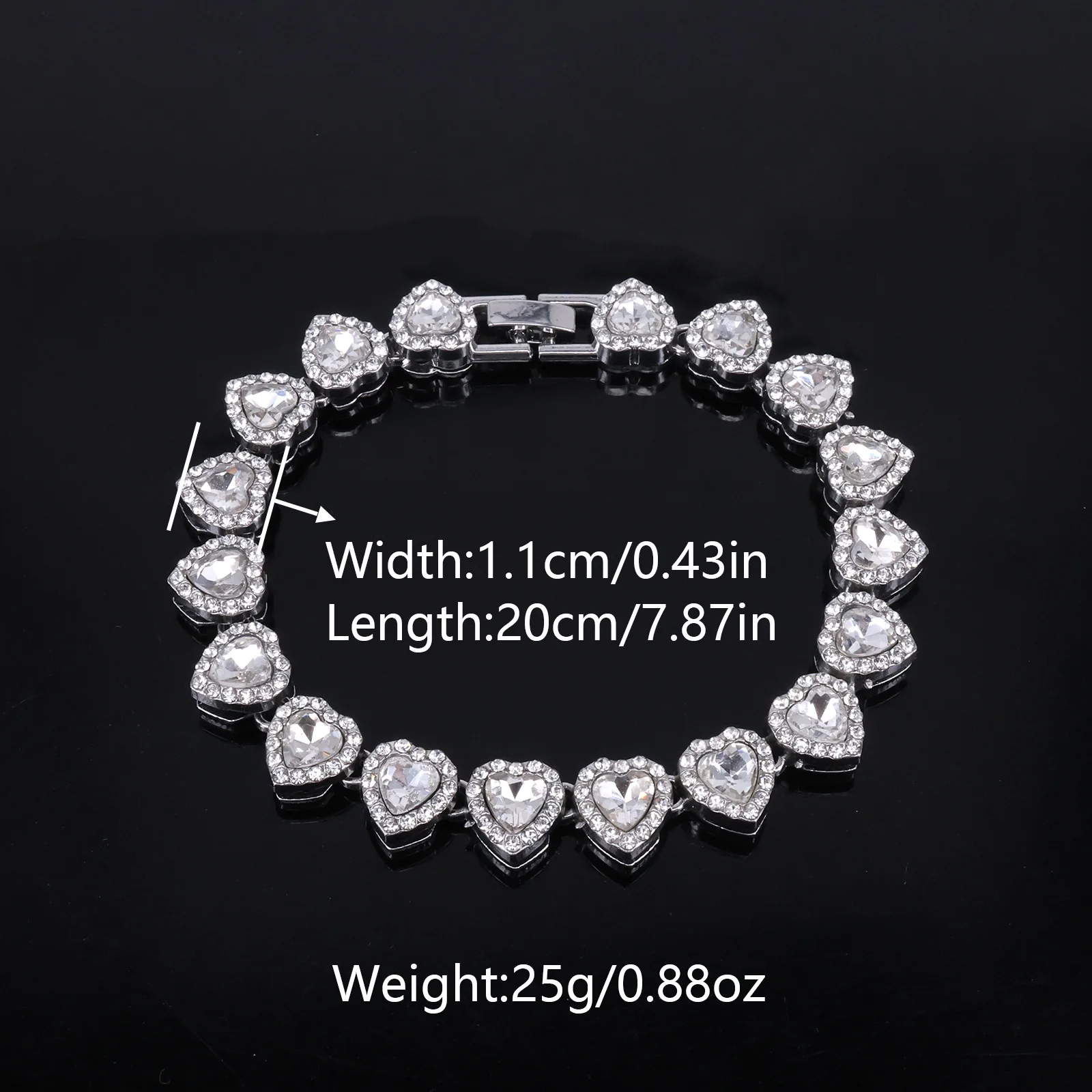 ZAKOL 45CM New Hip Hop Tennis Chain Bracelet Necklace Shiny Heart Rhinestone CZ Fashion Rock Party Jewelry Set - Image 6