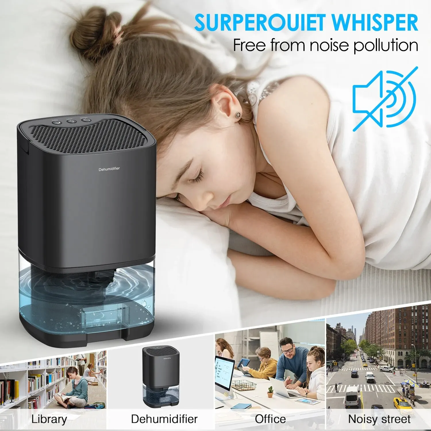 Portable Dehumidifier for Air Filter Home Mini Dehumidifier Bedroom Office Silent Moisture Absorption Small Dehumidifier - Image 2