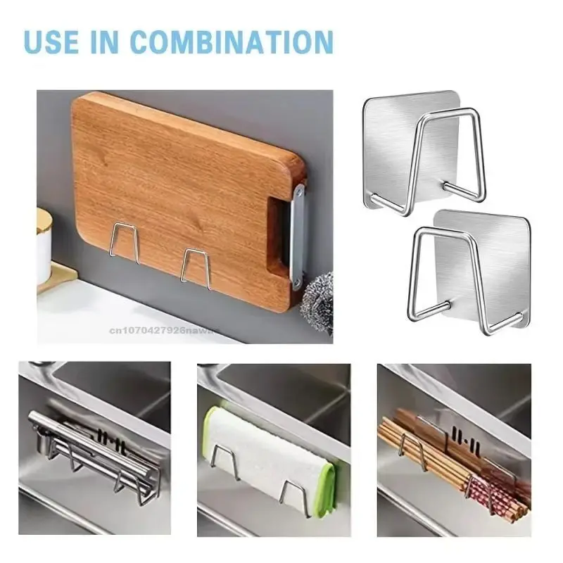 Kitchen Sponges Holder Stainless Steel Sink Shelf Adhesive Holders Drain Drying Rack Wall Hooks Accessories Storage Organizer - Image 2