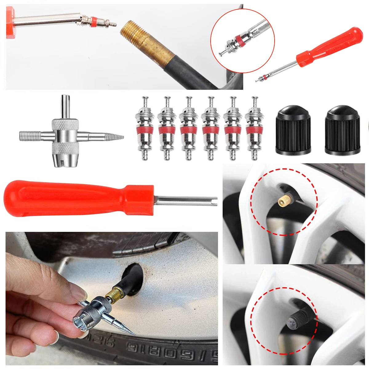 Car Bicycle Slotted Handle Tire Valve Stem Core Remover Screwdriver Tire Repair Install Tool Kit Auto Motorcycle Accessories - Image 10