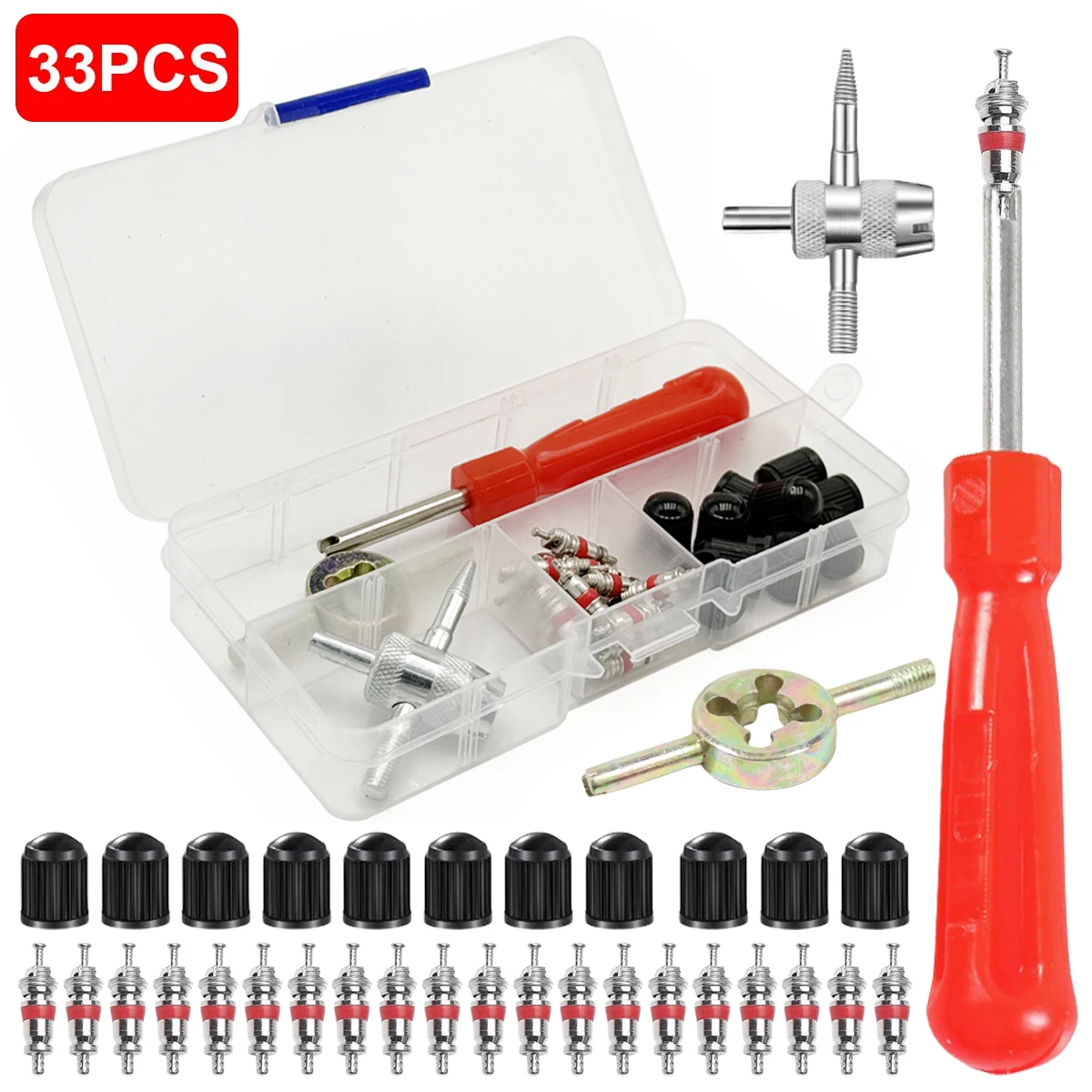 Car Bicycle Slotted Handle Tire Valve Stem Core Remover Screwdriver Tire Repair Install Tool Kit Auto Motorcycle Accessories
