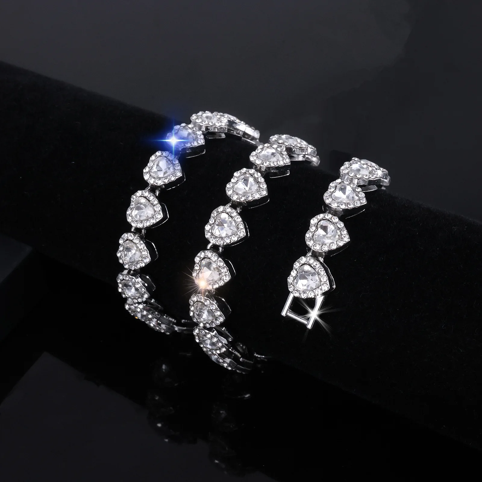 ZAKOL 45CM New Hip Hop Tennis Chain Bracelet Necklace Shiny Heart Rhinestone CZ Fashion Rock Party Jewelry Set - Image 5