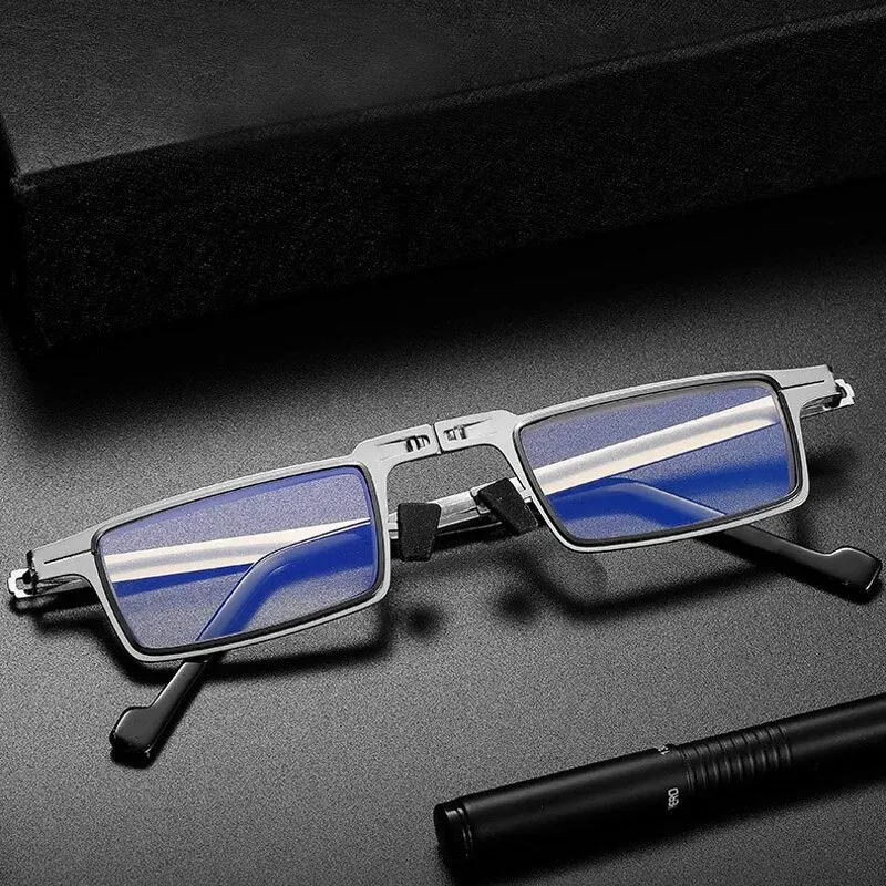 Steel Metal Folding Reading Glasses Hd Anti-blue Light Portable Fashionable Men's And Women's Reading Glasses Set - Image 2