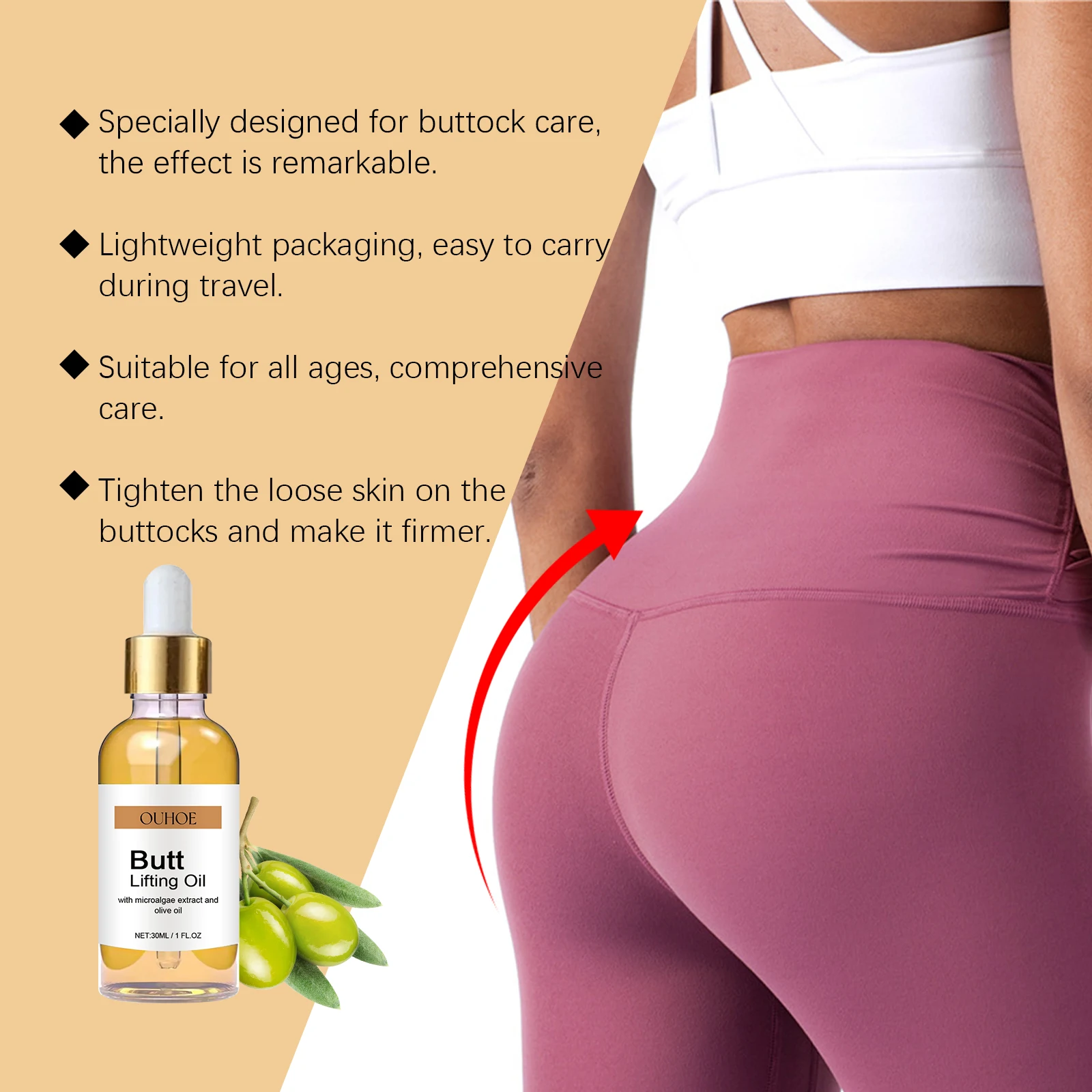 Buttock Enlargement Oil Hip Lifting Growth Firming Nourishing Moisturize Skin Tighten Pores Enhance Elasticity Body Massage Care - Image 4