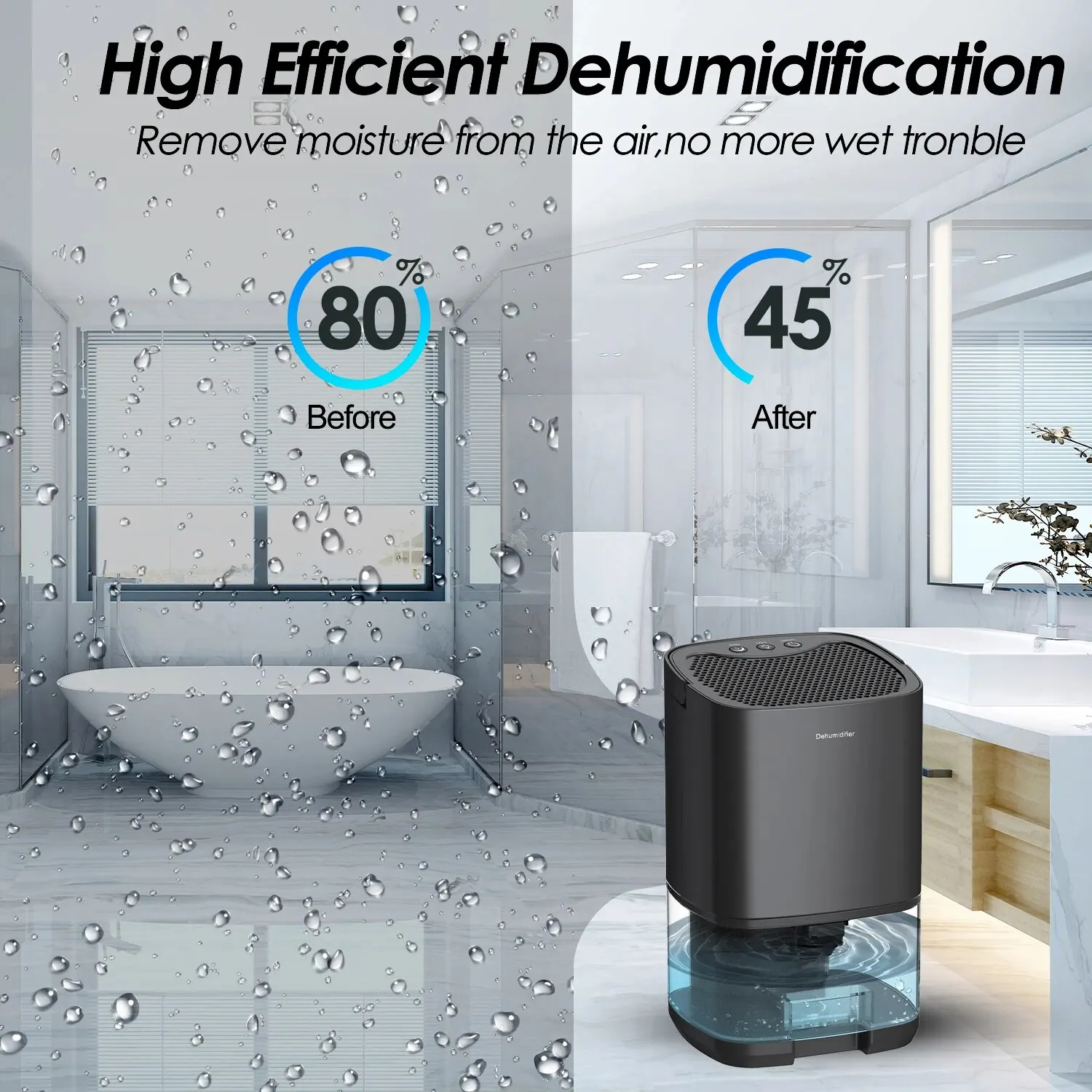 Portable Dehumidifier for Air Filter Home Mini Dehumidifier Bedroom Office Silent Moisture Absorption Small Dehumidifier - Image 3
