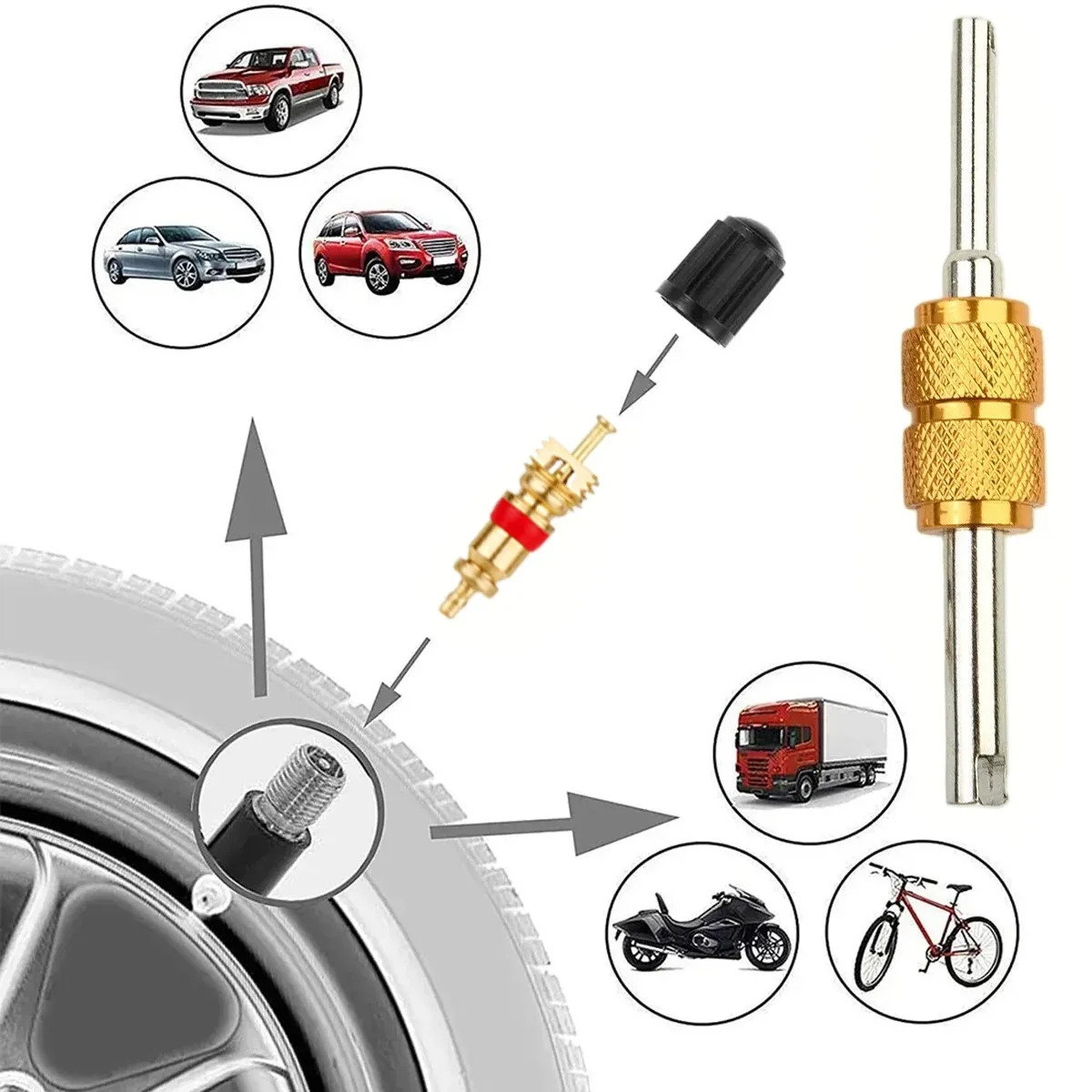 Car Bicycle Slotted Handle Tire Valve Stem Core Remover Screwdriver Tire Repair Install Tool Kit Auto Motorcycle Accessories - Image 6